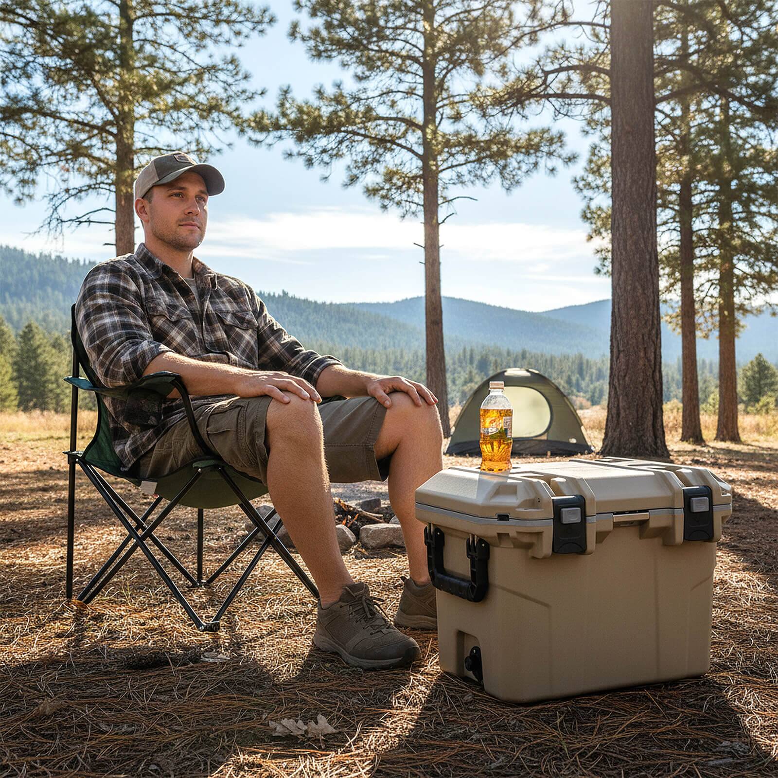 Alt View 3. Costway - Costway 53 QT Ultra-Light Injection Molded Cooler with 2 Handles & Bottle Opener for 6 Days - Coffee.