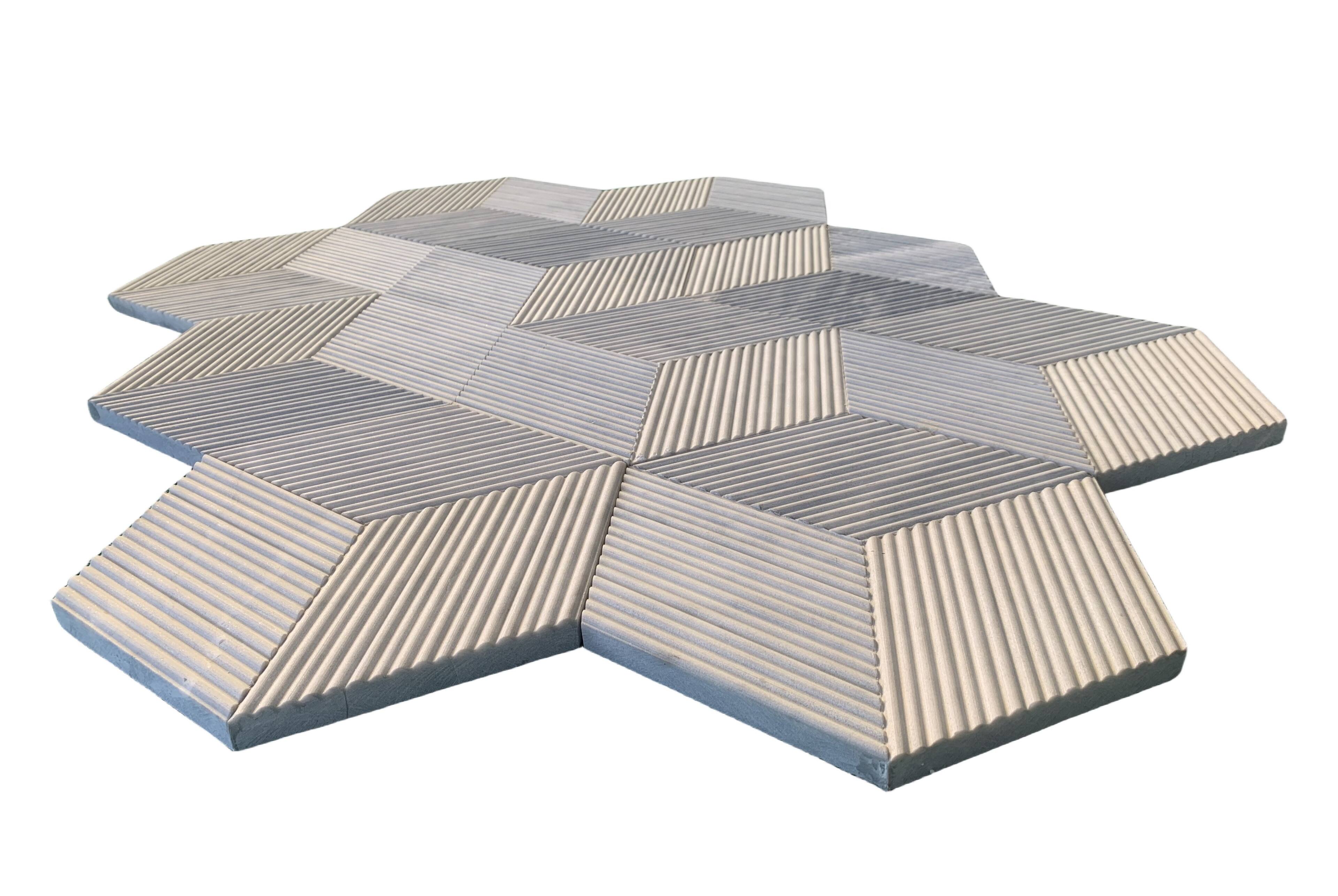 Alt View 4. APRILSOUL - Hexagon Carrara Gray Natural Marble Tiles OL Textured 3D Fluted - White.