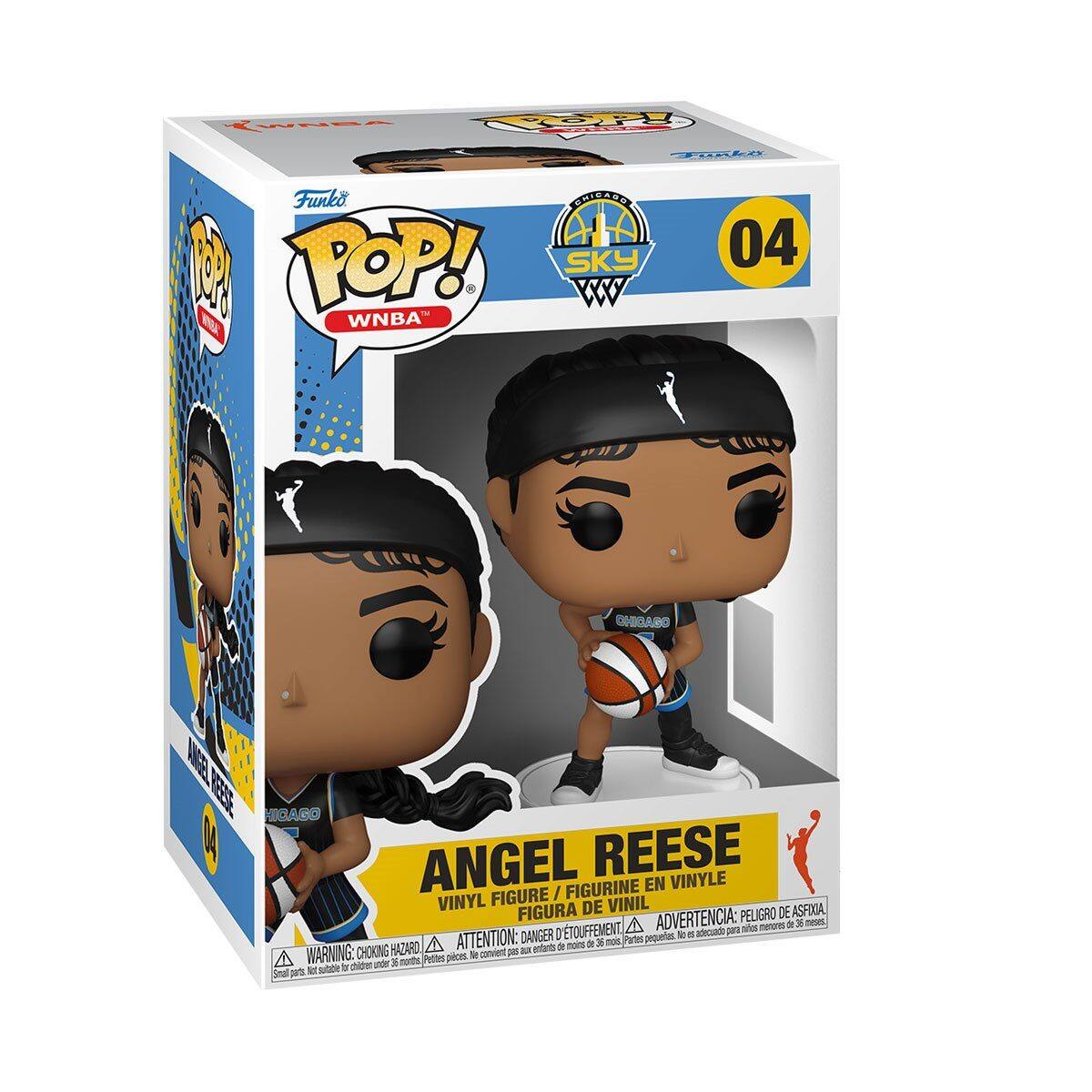 Sure, here is the corrected and grouped text from the image:

---

**Funko POP!**

**WNBA**

**04**

**SKY**

**ANGEL REESE**

**VINYL FIGURE / FIGURINE EN VINYLE / FIGURA DE VINIL**

**WARNING: CHOKING HAZARD - ATTENTION: DANGER - ADVERTENCIA: PELIGRO DE ASFIXIA**

**Small parts not suitable for children under 3 years. / Pequeñas piezas no aptas para niños menores de 3 años. / Petits éléments non adaptés aux enfants de moins de 3 ans.**

**CHICAGO**

**WNBA**

**ANGEL REESE**

**VINYL FIGURE / FIGURINE EN VINYLE / FIGURA DE VINIL**

**WARNING: CHOKING HAZARD - ATTENTION: DANGER - ADVERTENCIA: PELIGRO DE ASFIXIA**

**Small parts not suitable for children under 3 years. / Pequeñas piezas no aptas para niños menores de 3 años. / Petits éléments non adaptés aux enfants de moins de 3 ans.**

---

This text is organized to reflect the