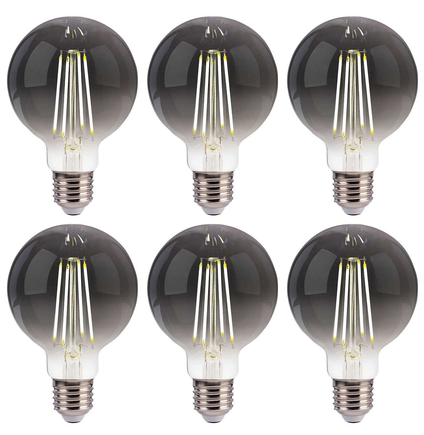Front. PO3TICJUNKI3 - Pack G Led Globe Edison Bulbs For Bathroom Vanity Mirror Lighting k Soft Cri Dimmable w Equivalent m E Ba - 40w Daylight 6 Count (Pack of 1).