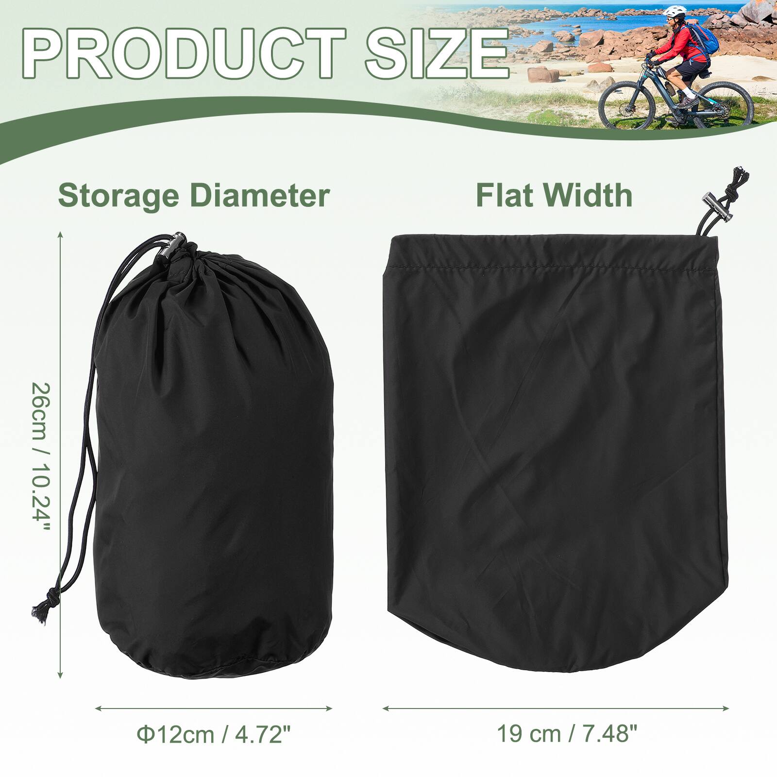 PRODUCT SIZE

Storage Diameter: 26cm / 10.24"

Flat Width: 19cm / 7.48"