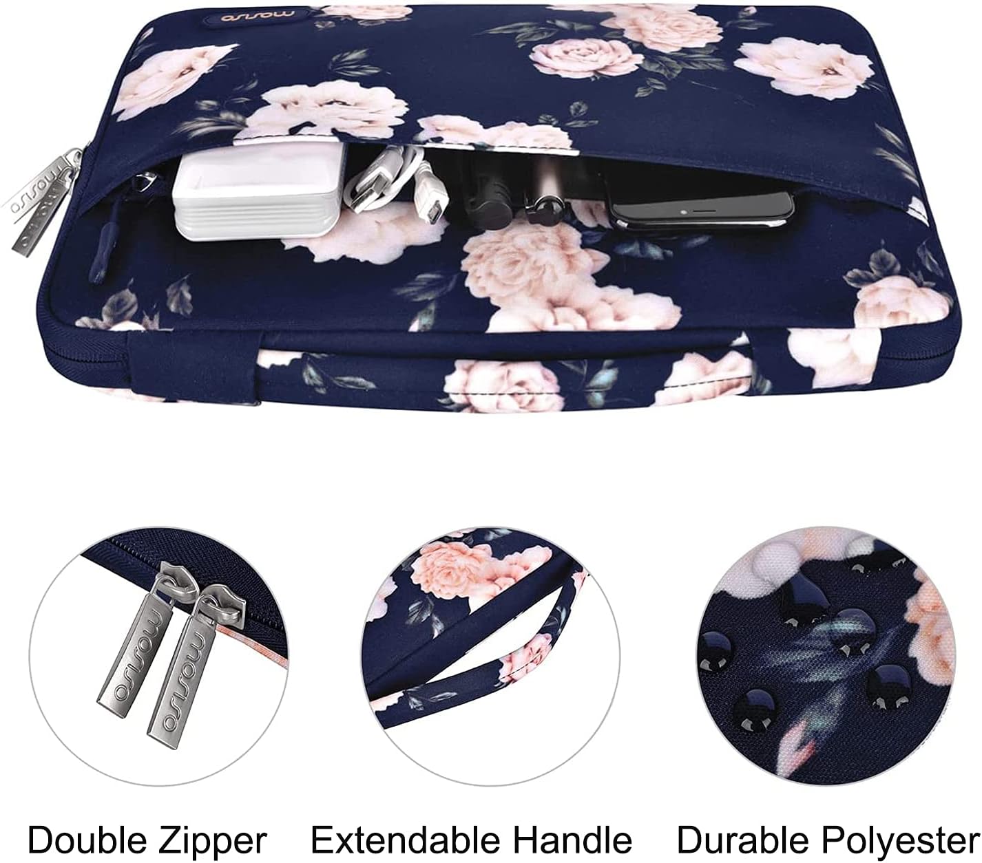 MarmosiSU - onsU monso Double Zipper Extendable Handle Durable Polyester