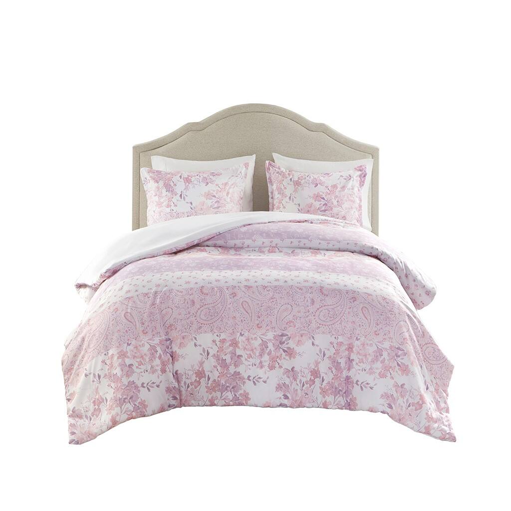 Front. Gracie Mills - Gracie Mills Valeria Floral Paisley Duvet Cover Set - Pink.