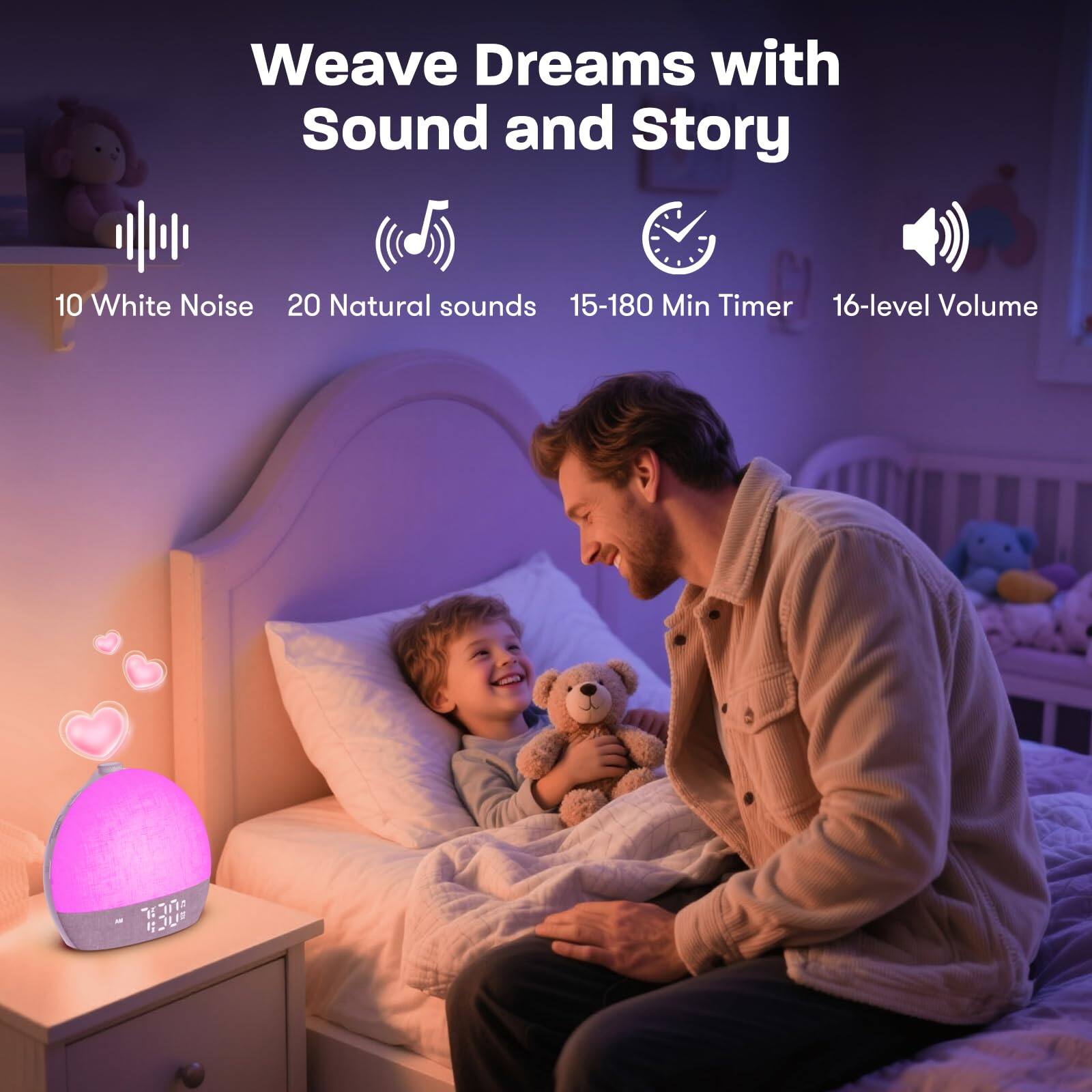 Back. Dazzed Corner - Wake Up Light Sunrise Alarm Clock, Dimmable Night Lights - Yellow.