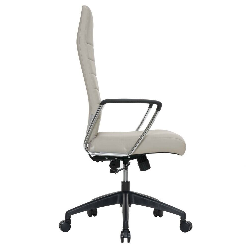 Alt View 4. LeisureMod - Hilton High-Back Adjustable Office Desk Chair Upholstered in Leather with Steel Frame, Swivel, and Ergonomic Support - Tan.