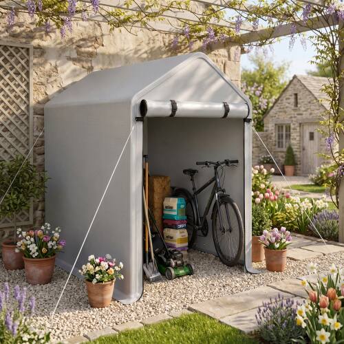 Angle. Winado - 6x3FT Bike Tent, Outdoor Portable Bicycle Storage Sheds Waterproof Cover for 2-3 Bikes, Storage Cover - Gray.