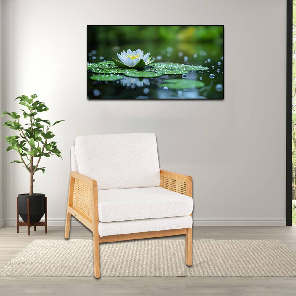 Front. Hivvago - Modern Rattan Arm Accent Chair with Cushion - Natural.