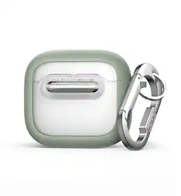 SURITCH - Case for AirPods 4 Earbuds, Compatible with MagSafe, Rugged Protective Cover with Secure Lock & Carabiner & Cleaning Kit - Green