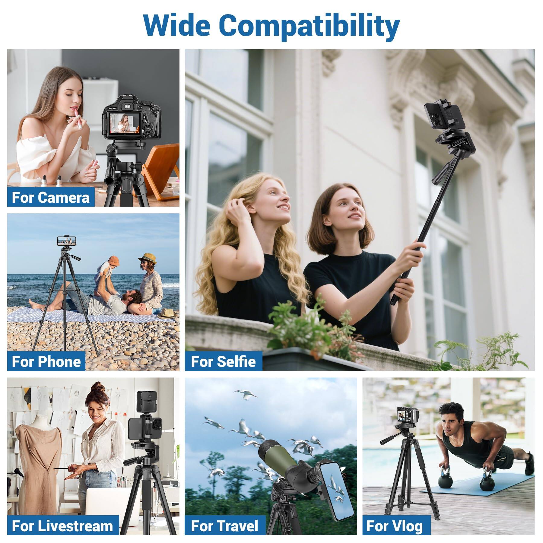 Wide Compatibility

- For Camera
- For Phone
- For Selfie
- For Livestream
- For Travel
- For Vlog
