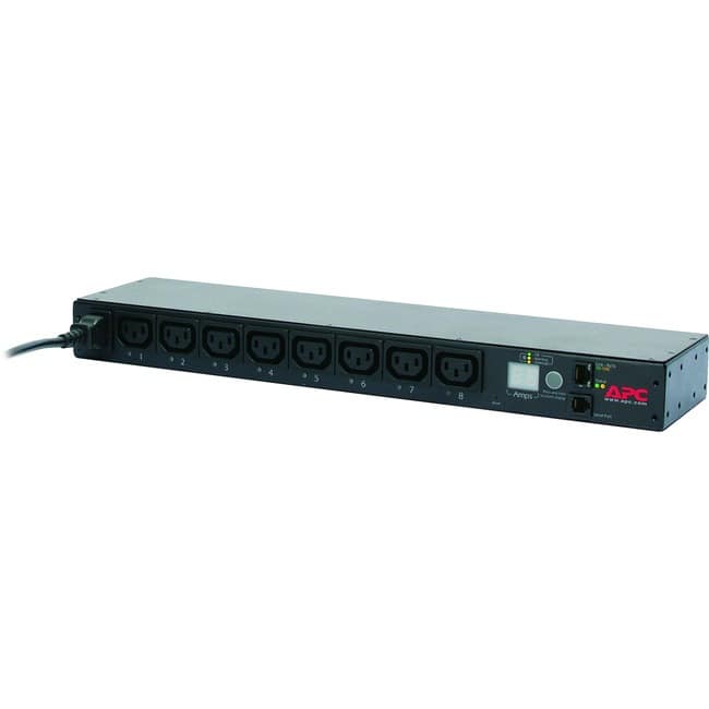 APC - NetShelter Switched Rack PDU, 1U, 1PH, 2.3kW 230V 10A or 2.5kW 208V 12A, 8 C13 outlets, C14 cord - Switched - IEC - Black
