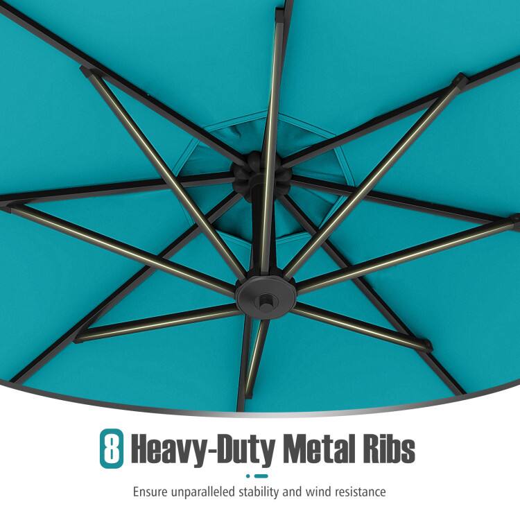8 Heavy-Duty Metal Ribs  
Ensure unparalleled stability and wind resistance