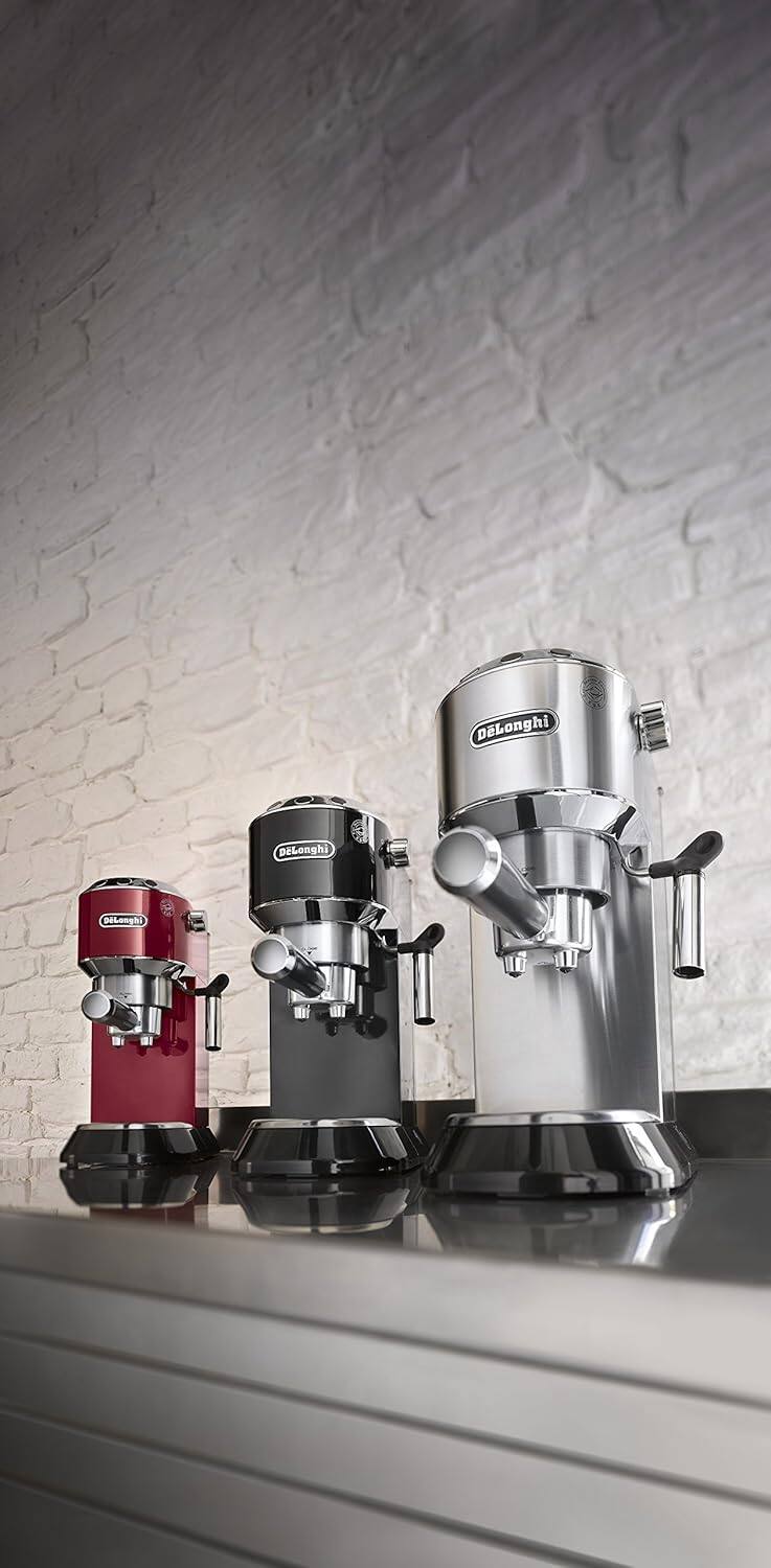 De'Longhi Dedica Espresso Machine with Manual Milk Frother Silver