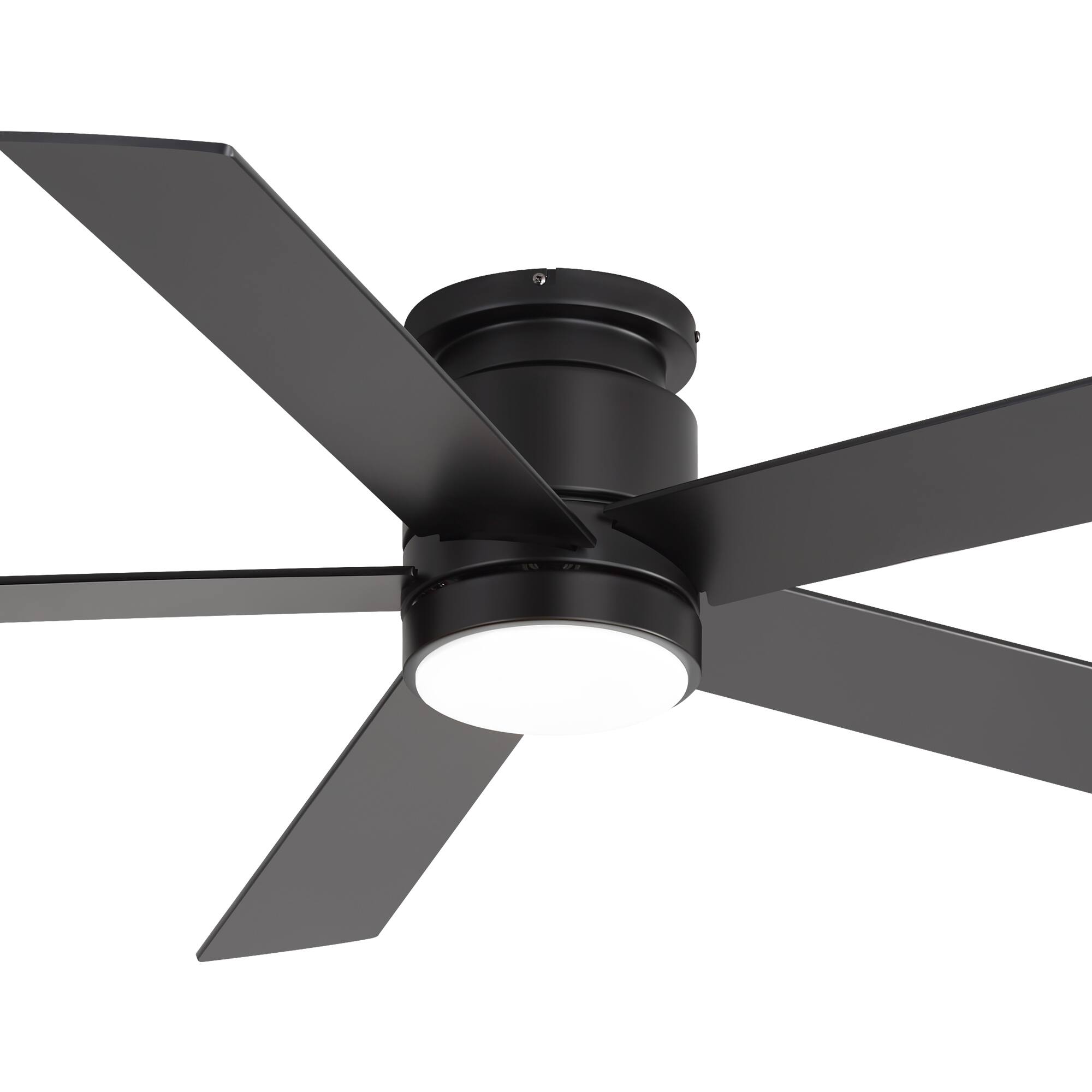 Alt View 9. Breezary - 42"/52" Flush Mount Low Profile Ceiling Fan with LED Light, 5 Blades, DC Motor, Remote Control and Timer, for Indoor Use - Black-52 in.