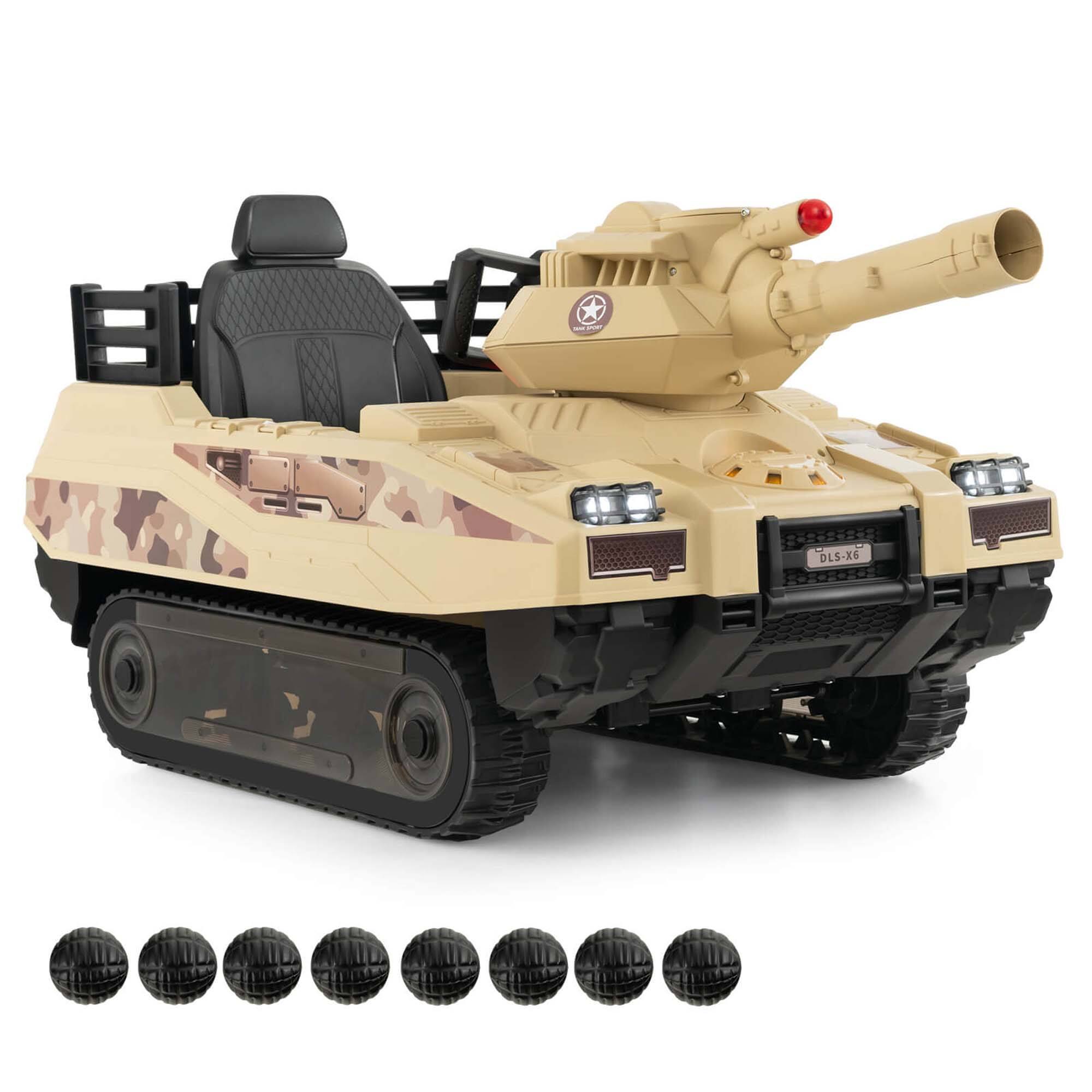 Alt View 9. Costway - Costway Electric Kids Ride On Tank with Rubber Tracks Rotatable Turret & Working Cannon - Light Camouflage.