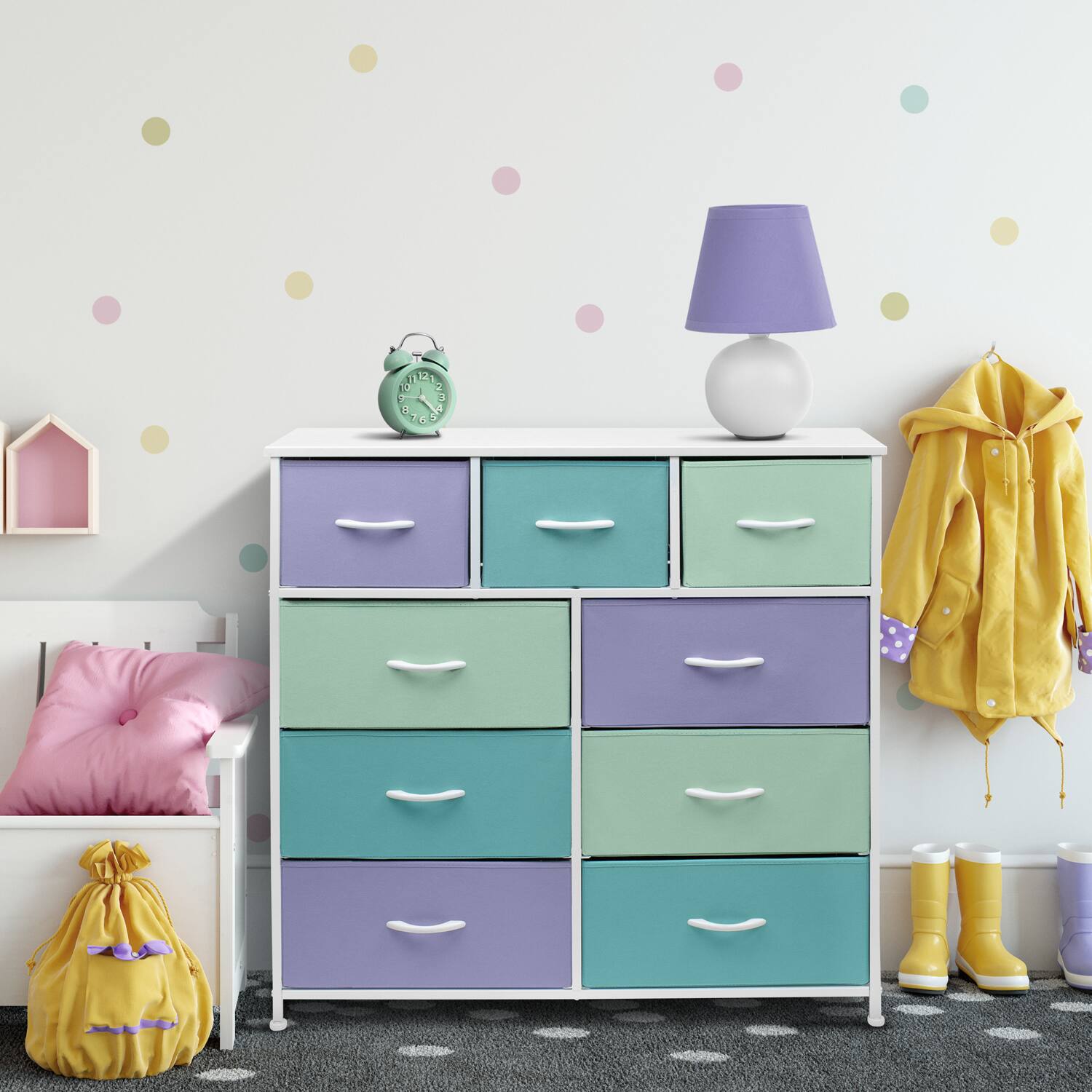 Alt View 1. Sorbus - Sorbus Kids Dresser with 9 Drawers, Furniture Storage Chest Tower Unit for Bedroom, Hallway, Closet - Pastel Combo.