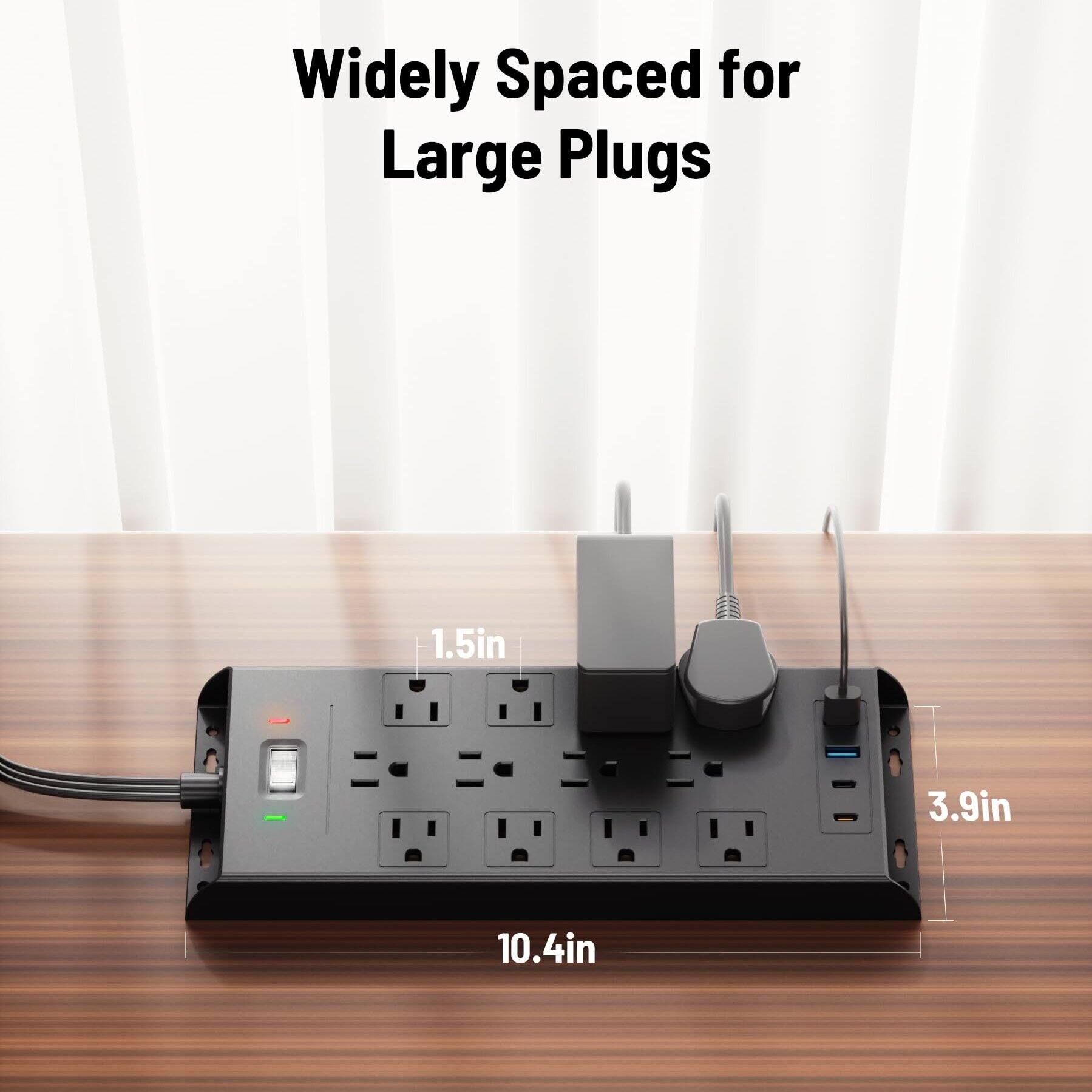 Widely Spaced for Large Plugs

1.5in  
3.9in  
10.4in