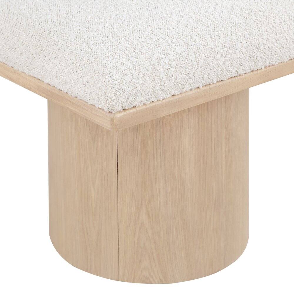 Alt View 3. Meridian Furniture - Pavilion Cream Boucle Fabric Bench - Beige.