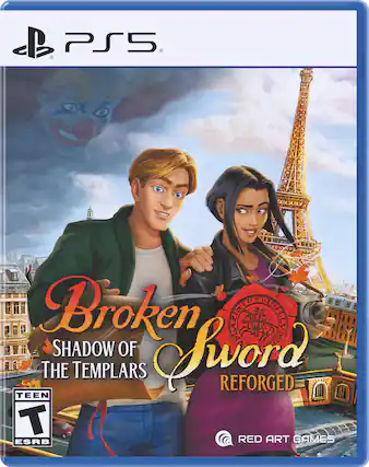 The corrected text is: "Broken Sword: Shadow of the Templars - Reforged" by Red Art Games, rated T for Teen by ESRB. - T (Teen 13+)