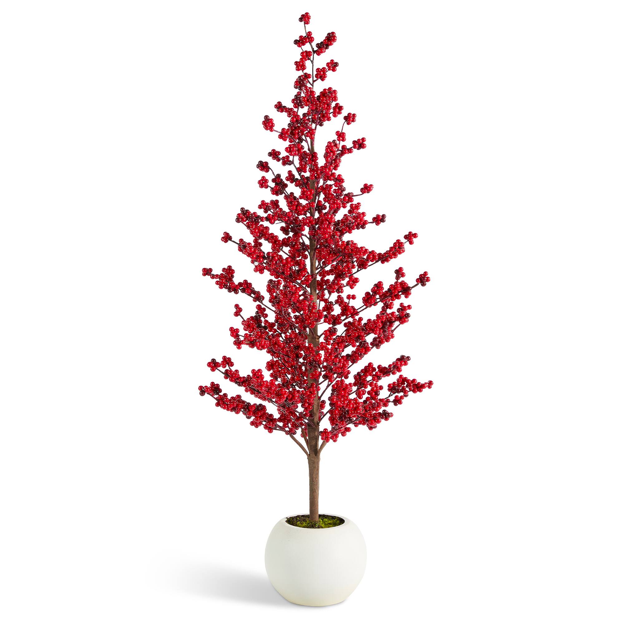 Angle. Glitzhome - 41"H  Christmas berry  Porch Tree - Green.