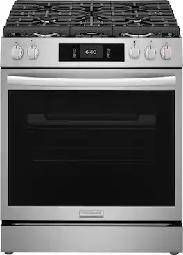 Frigidaire - Gallery 26 in. Wide 5 burners 6.0 Cu. Ft. Slide-In Gas Range with Stone-Baked Pizza and 15+ Ways to Cook - Stainless Steel