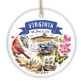 OrnamentallyYou - Artistic Virginia State Themes and Landmarks Christmas Ornament - Multi-colored