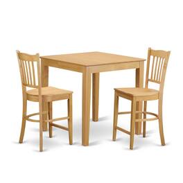 East West Furniture - 3 Pc counter height set - high Table and 2 dinette Chairs - Oak