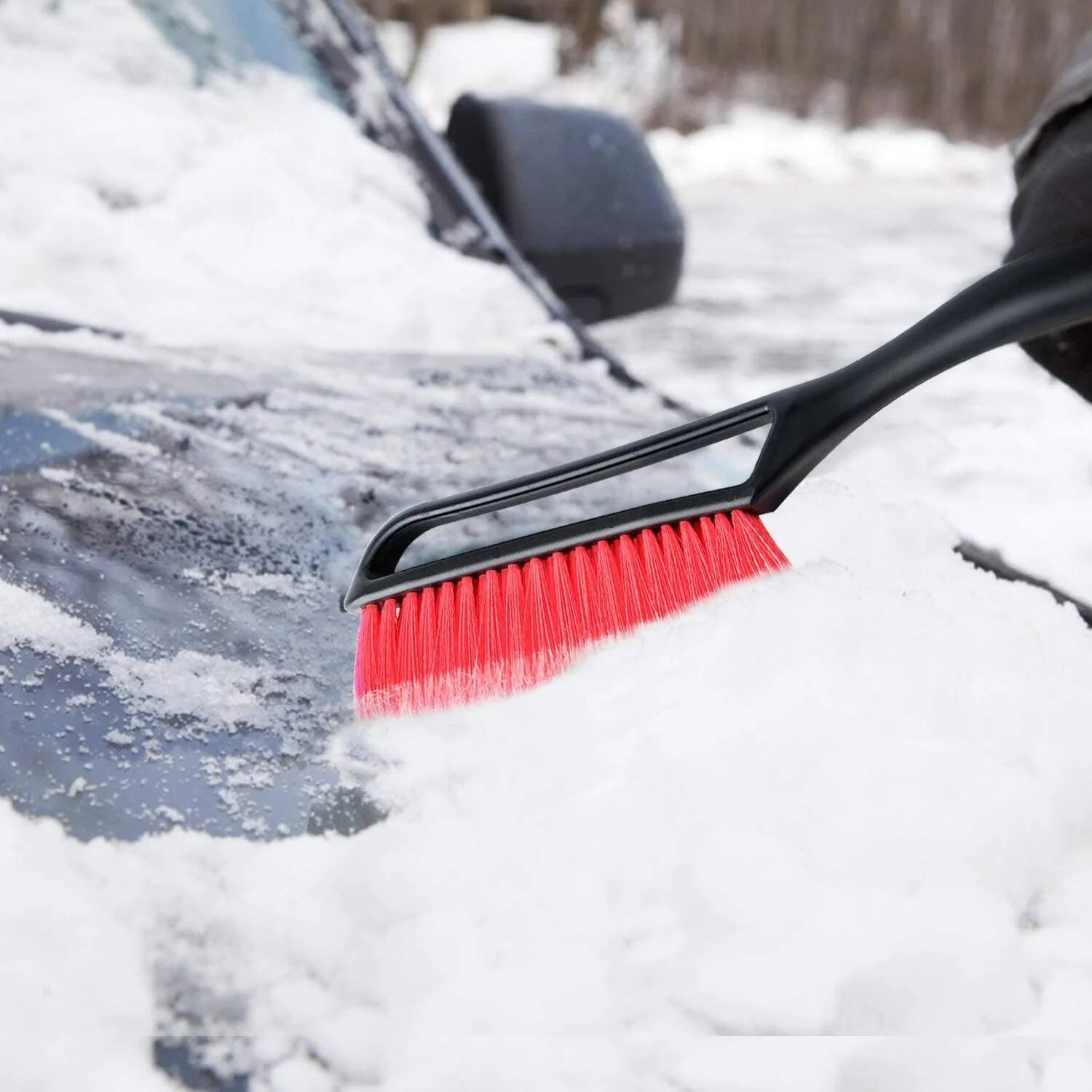 Alt View 2. AstroAI - AstroAI Ice Scraper and Detachable Snow Brush for Car Windshield, Snow Scraper Broom with Foam Grip, Red, 1 Pack - Red.