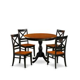 East West Furniture - 5-Piece Kitchen Table Set Contains a Kitchen Table and 4 Wooden Chairs with X Back - Black Finish - Multi-Color