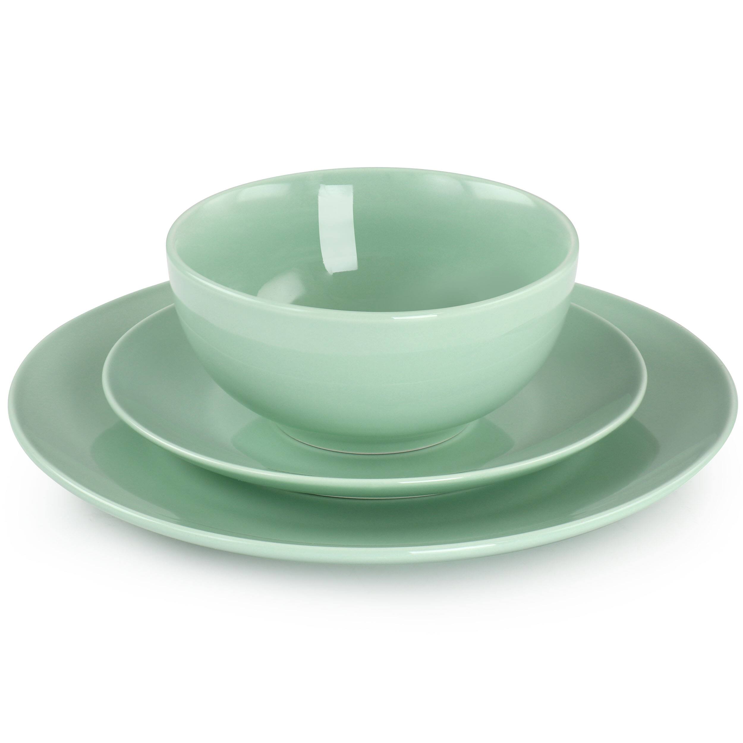 Alt View 2. Elama - Elama Luna 18 Piece Porcelain Dinnerware Set in Mint - Mint.