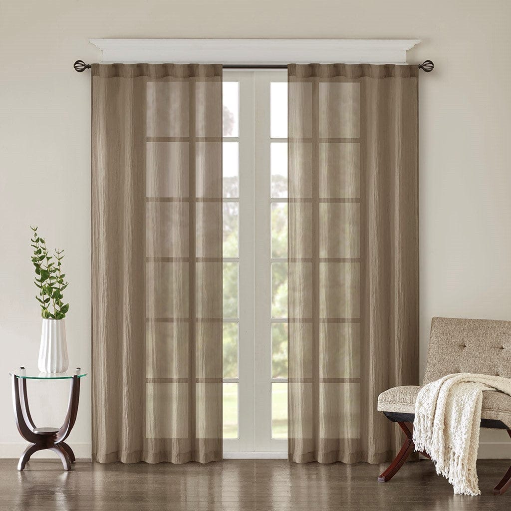 BreeBe - Solid Crushed Curtain Panel Pair(2 Pcs Window Panels) - Taupe