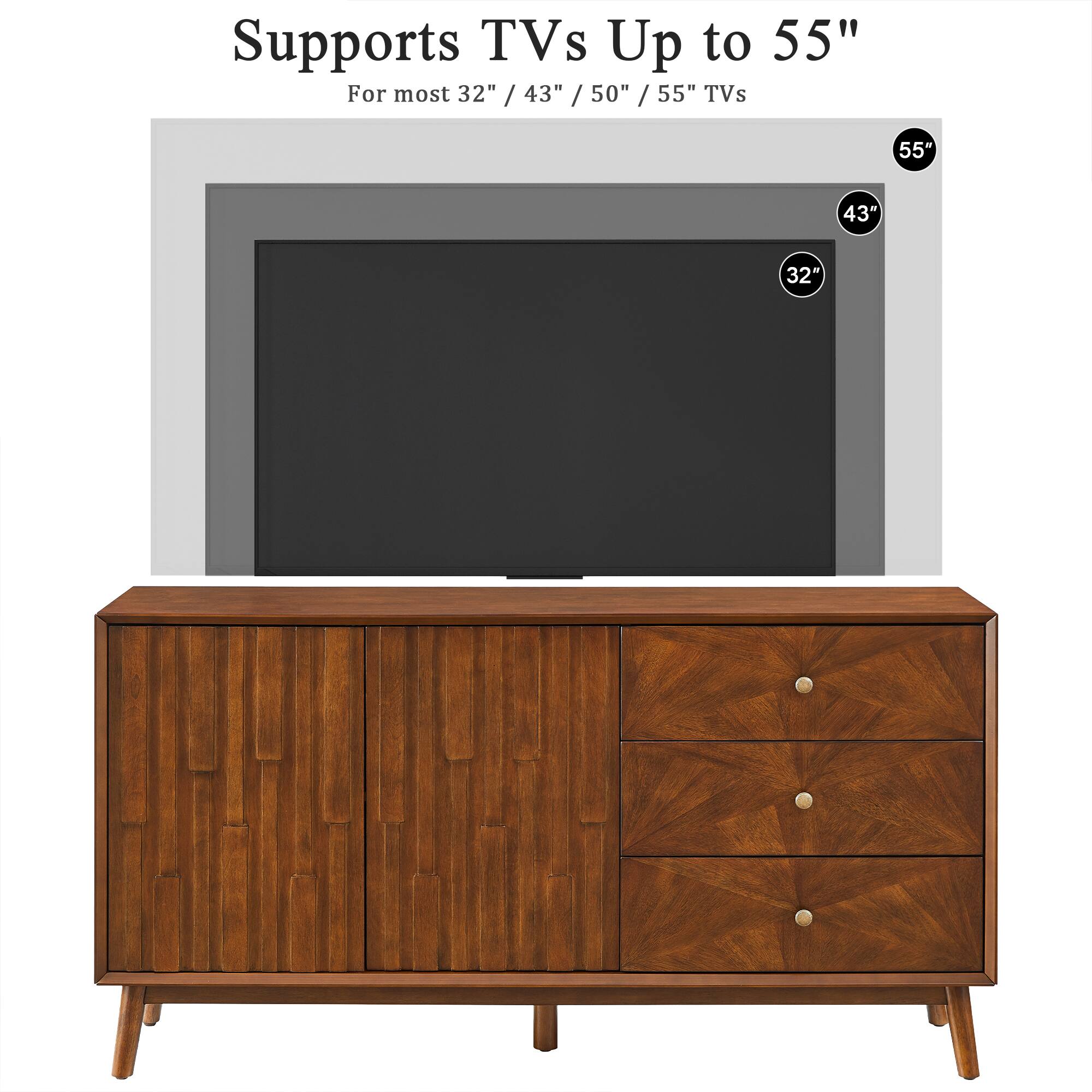 Supports TVs Up to 55"  
For most 32" / 43" / 50" / 55" TVs