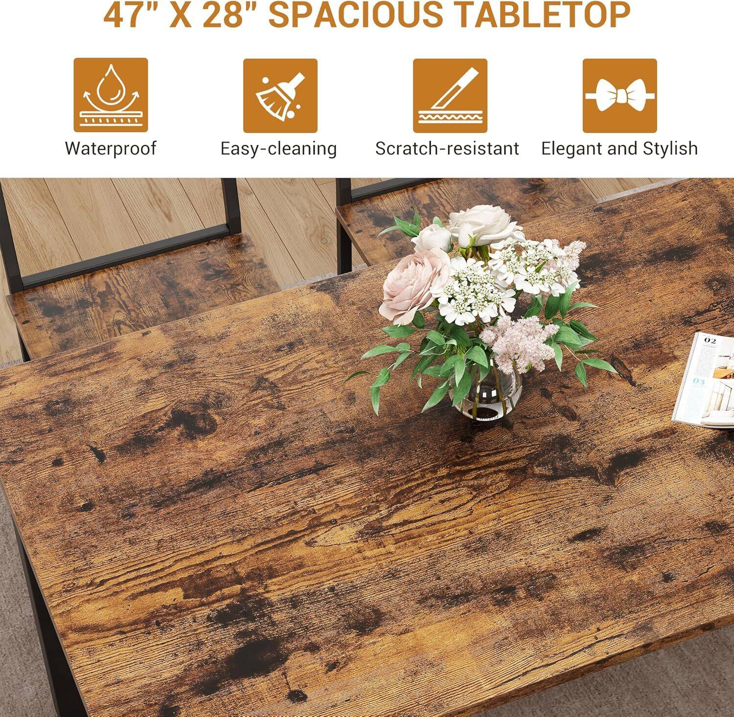 47" X 28" SPACIOUS TABLETOP

- Waterproof
- Easy-cleaning
- Scratch-resistant
- Elegant and Stylish