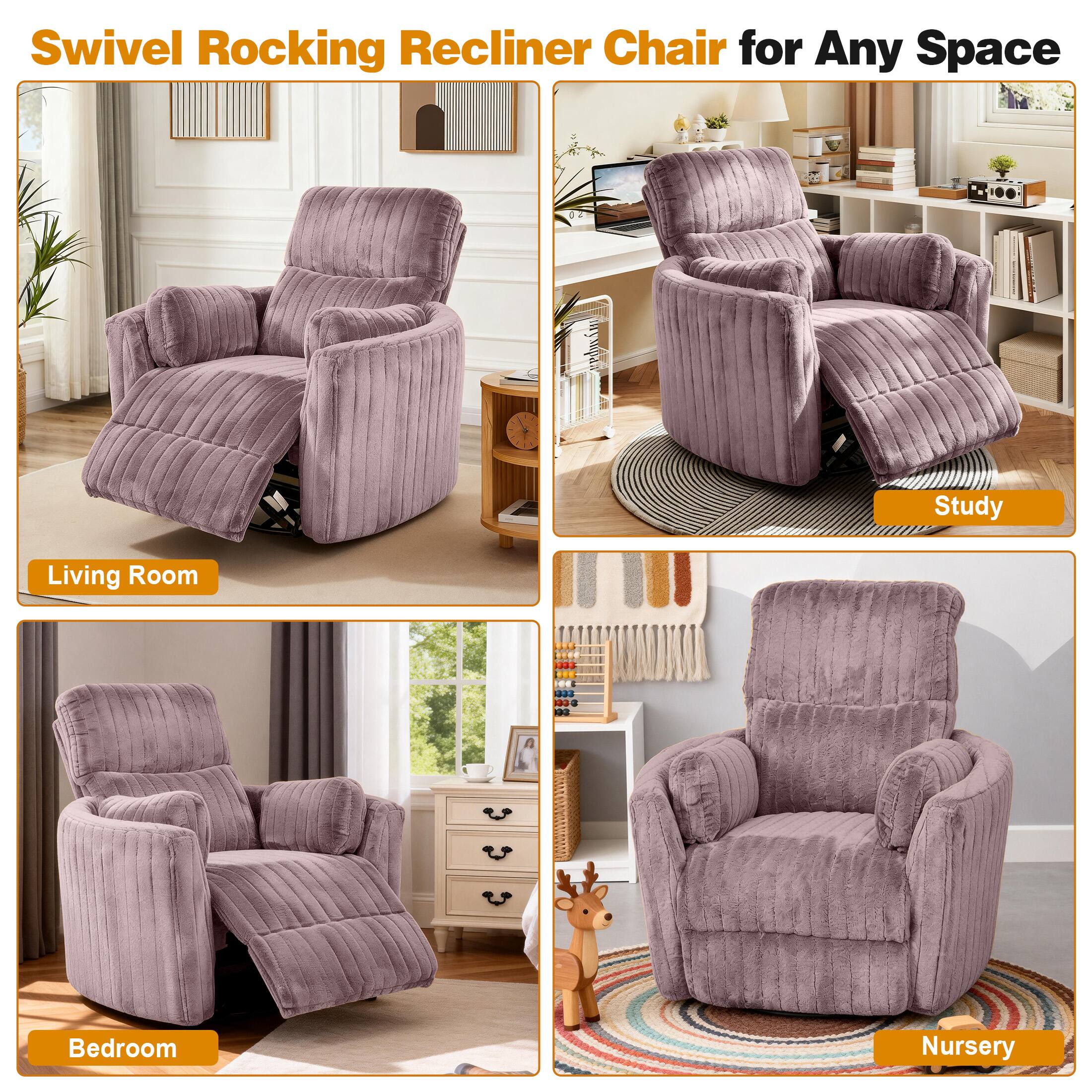 Swivel Rocking Recliner Chair for Any Space

- Living Room
- Study
- Bedroom
- Nursery