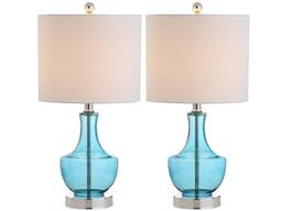 Jonathan Y - Colette 20" Mini Glass Table Lamp, (Set of 2) - Amalfi Blue