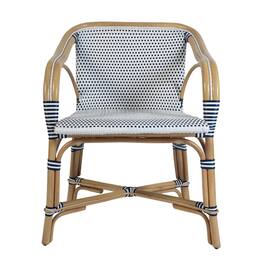 Butler Specialty - Portofino 18.75 in. Seat Height Rattan Arm Chair - White And Navy