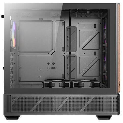 Alt View 1. Antec - P30 ARGB, 5 PWM Fans Included, Metal Mesh Front with Wood Accents, Supports 360mm Top Radiator, Mid-Tower ATX Case - Black.