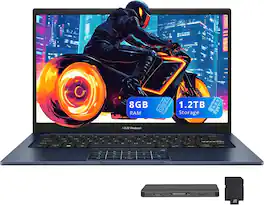 ASUS - Vivobook 14 14" FHD Laptop,Intel Core i3 1315U,8GB RAM,256GB SSD+1TB Docking Station Set, Win 11 Home, Quiet - Blue