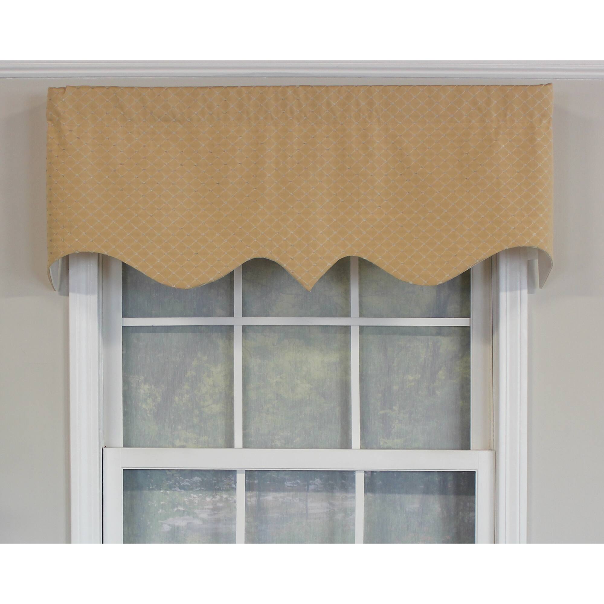 Angle. RLF Home - 100% Cotton RLF Home Passat Regal Valance 3" Rod Pocket 50" x 17" Gold - Gold.