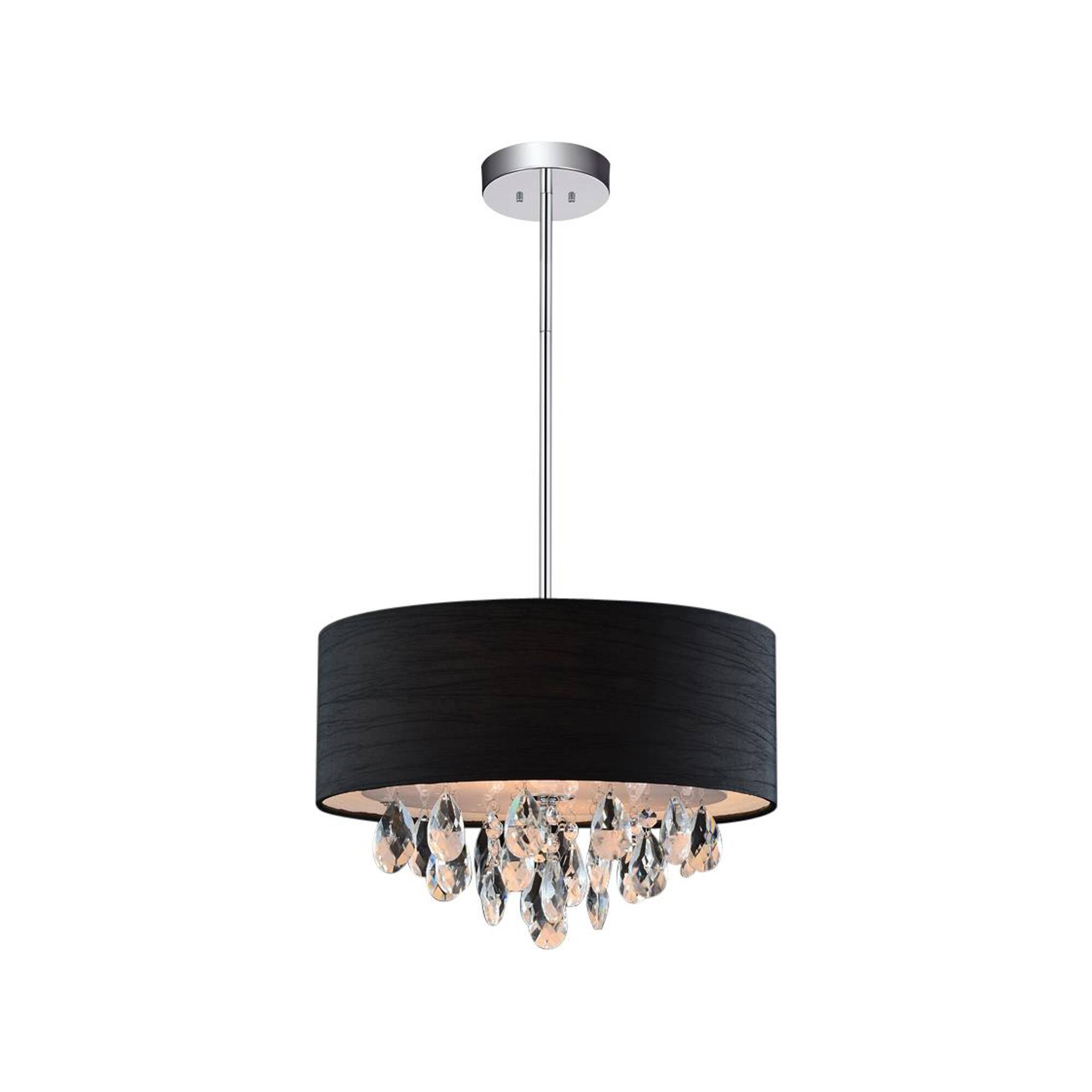 Front. CWI Lighting - Dash 3 Light Drum Shade Chandelier With Chrome Finish - Chrome.