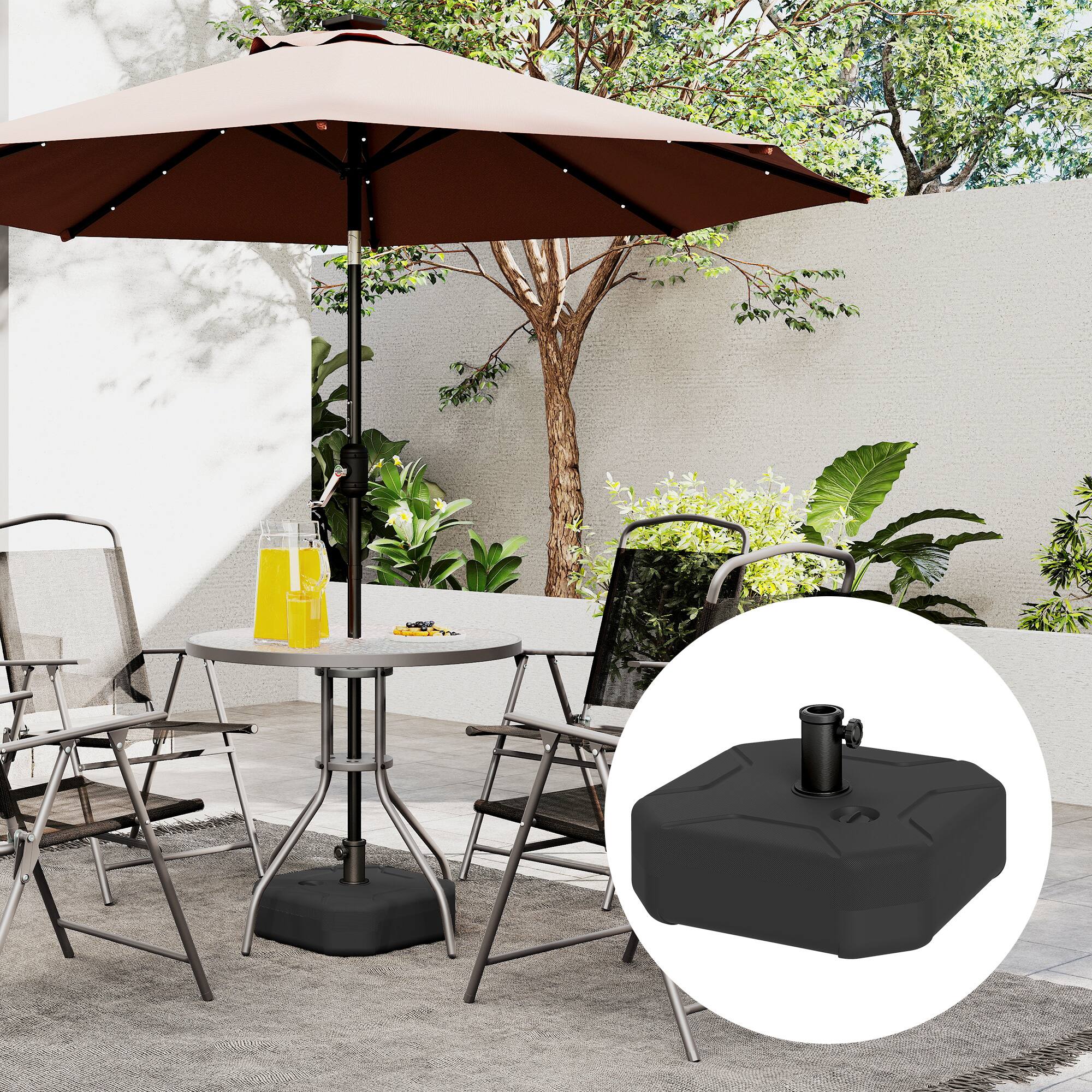 Alt View 6. Outsunny - Square Patio Umbrella Base Holder, Outdoor Umbrella Stand - Black.
