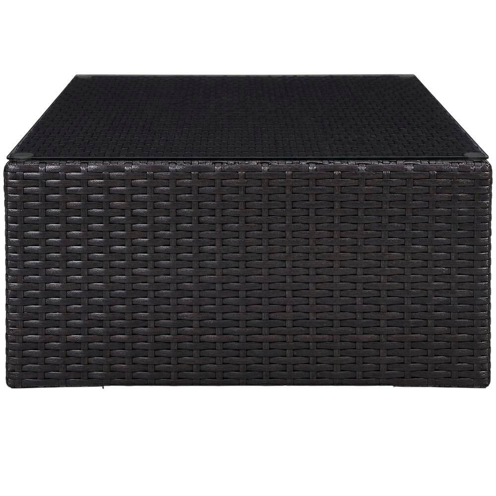 Back. Outdoor Escape - Modern Outdoor Coffee Table With Durable Wood Finish For Patio Use - Brown.