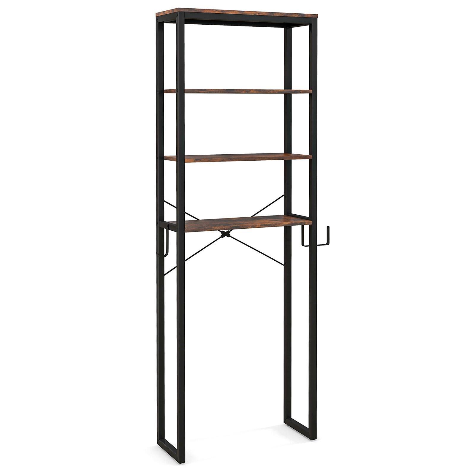 Alt View 9. Costway - Costway Bathroom 4-Tier Over the Toilet Storage Rack Freestanding  Organizer - Rustic Brown.