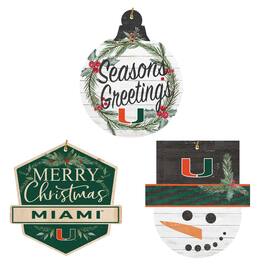 Jardine - Miami Hurricanes Ornament Bundle - White