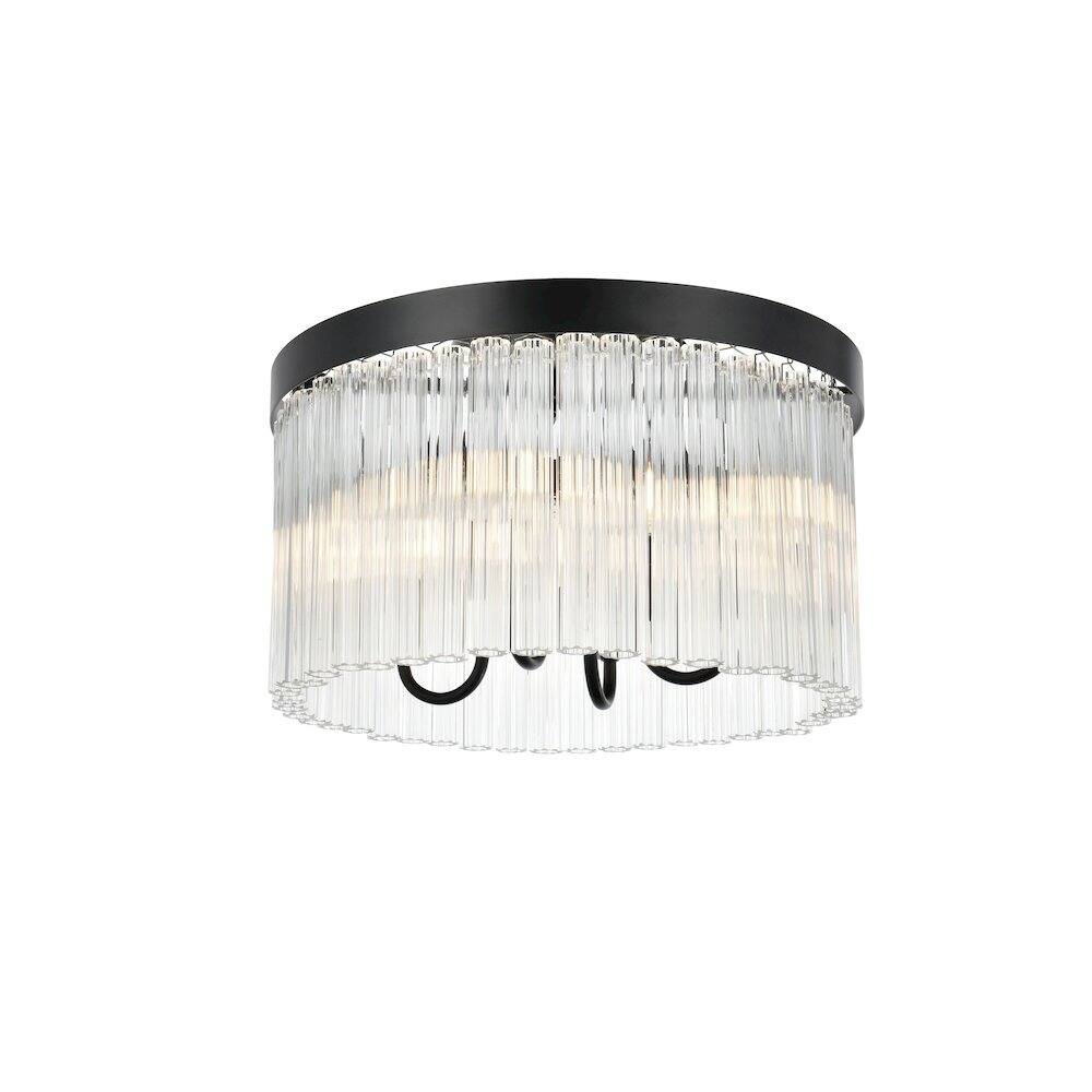Left. Elegant Lighting - Harlow 16 Inch Flush Mount Ceiling Light In Black - Black And Clear.
