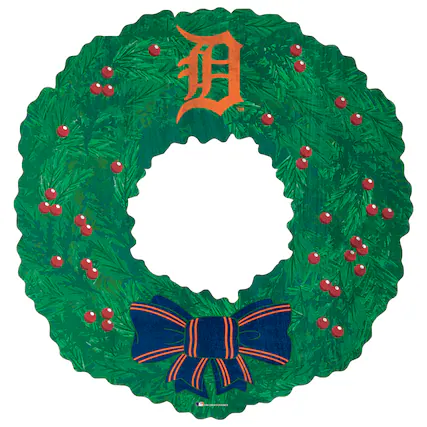 Front. Fan Creations - Detroit Tigers 16'' Team Wreath Sign - Green.