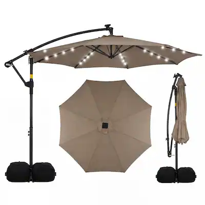 cantilever patio umbrella with solar lights Best Choice Products 10x10ft 2-Tier Square Outdoor LED w/ Base Included Domi Outdoor Living premium Cantilever Patio Umbrella 10 Ft Patio Umbrella Offset