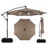 Costway - 10 FT Solar Offset Hanging Umbrella Patio Cantilever Umbrella with 32 LED Lights - Brown