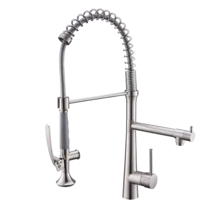 Front. Boyel Living - Stainless Steel Single Handle Silver Pull Down Sprayer Kitchen Faucet - Silver.
