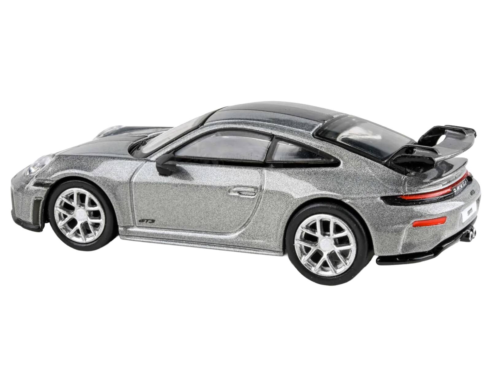 Back. Paragon - 2025 Porsche 911 GT3 (992.2) GT Silver Metallic with Carbon Stripe 1/64 Diecast Model Car by Paragon Models - Silver Metallic.