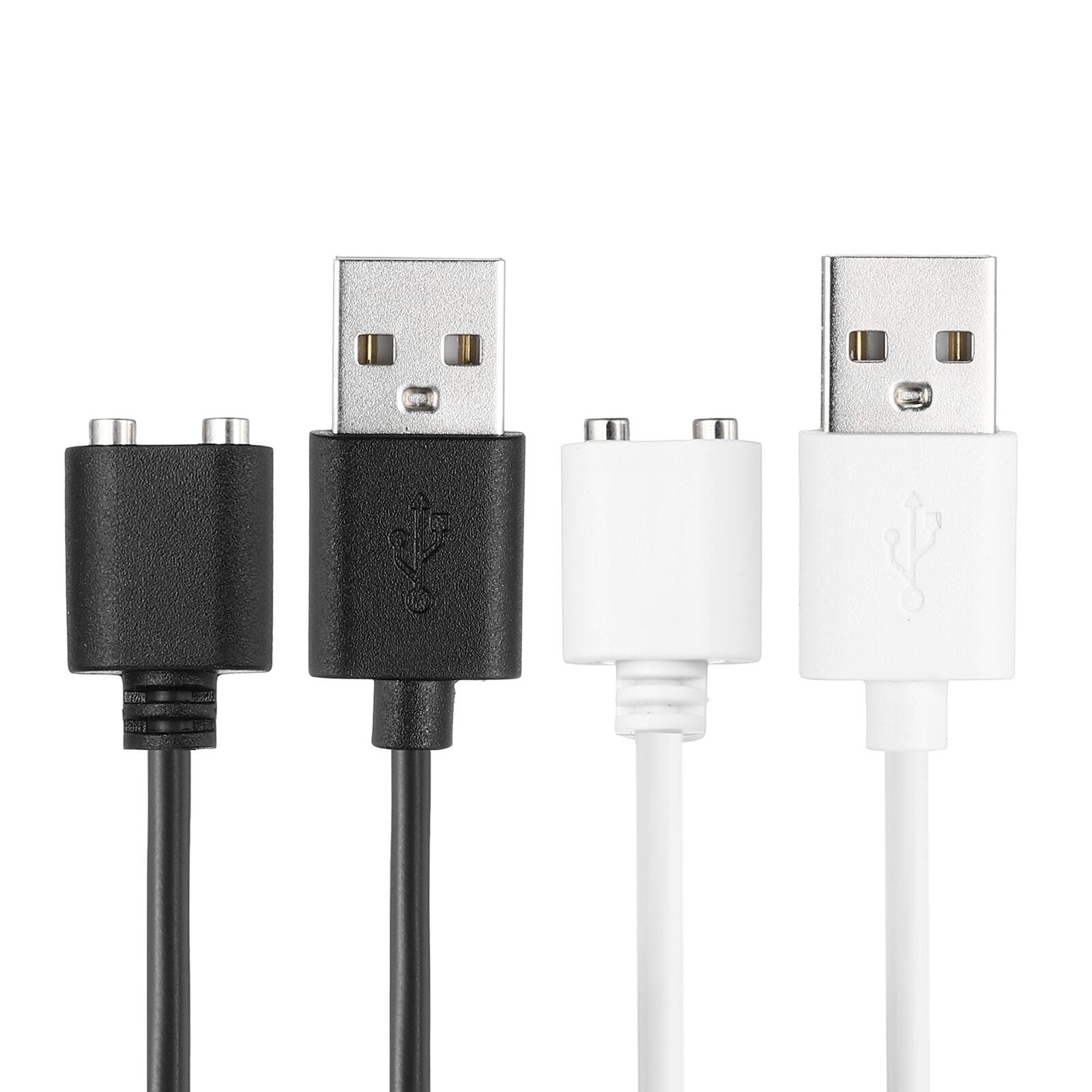 Front. Unique Bargains - Magnetic USB DC Charger Cable, 7mm, 2.6ft, USB, Smart Protect, Single Polarity, 2pcs - for Toothbrush - Black/White.